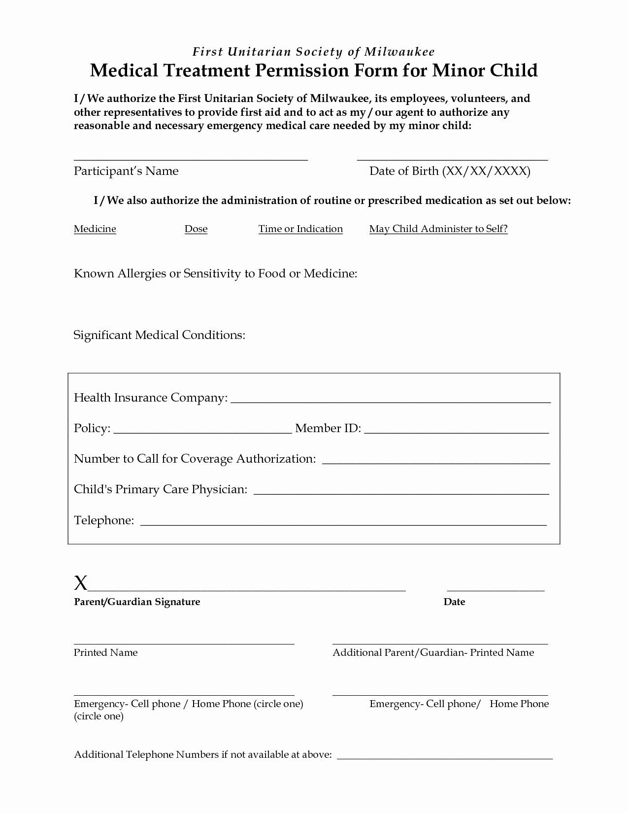 Emergency Room Release form Template Fresh Medical Treatment Release form Free Printable Documents