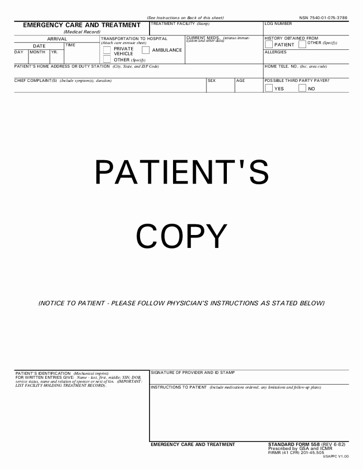 Emergency Room Release form Template New 29 Of Urgent Care Documentation Template