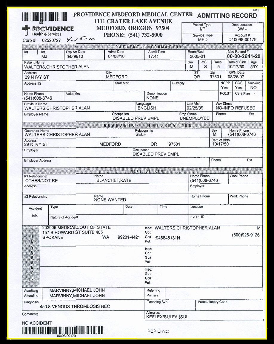 Emergency Room Release Papers New Exhibits 46 71 Deep Vein Thrombosis 1 2009 July 2010