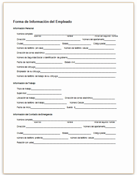 Employee Contact Information form Elegant This Sample form Collects Basic Information About An