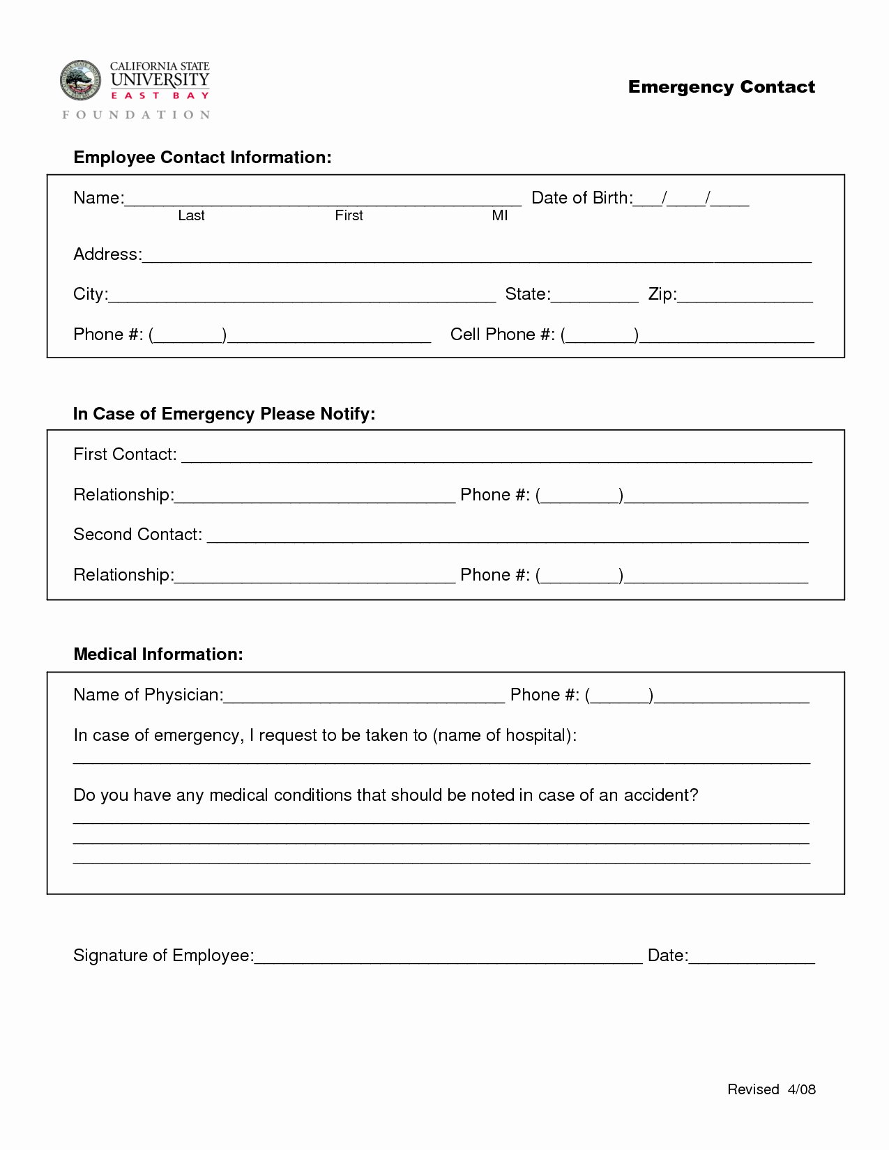 Employee Contact Information form Fresh Employee Emergency Contact form In Spanish the Best Employee