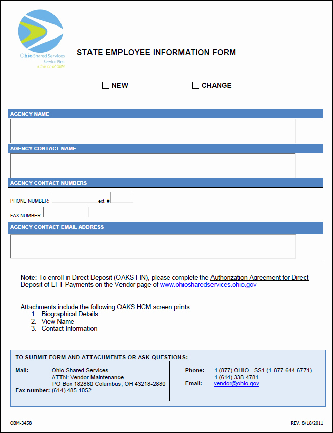 Employee Contact Information form Luxury so State Employee Information form