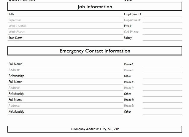 Employee Contact Information Template Beautiful 13 Employment Information Sheet