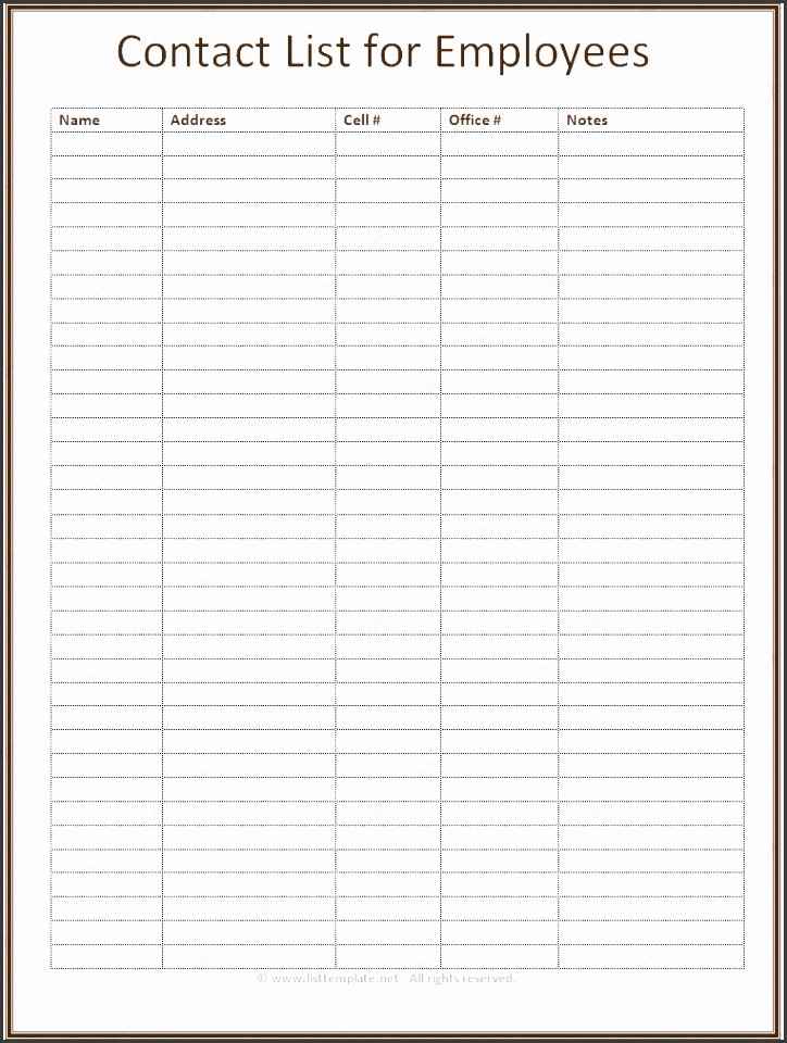 Employee Contact List Template Awesome 9 Employee Contact List Template Sampletemplatess
