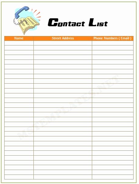 Employee Contact List Template Beautiful Contact List Template