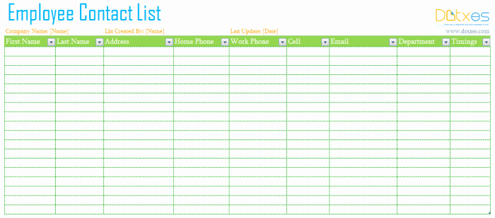 Employee Contact List Template Luxury Employee Contact List Template Dotxes