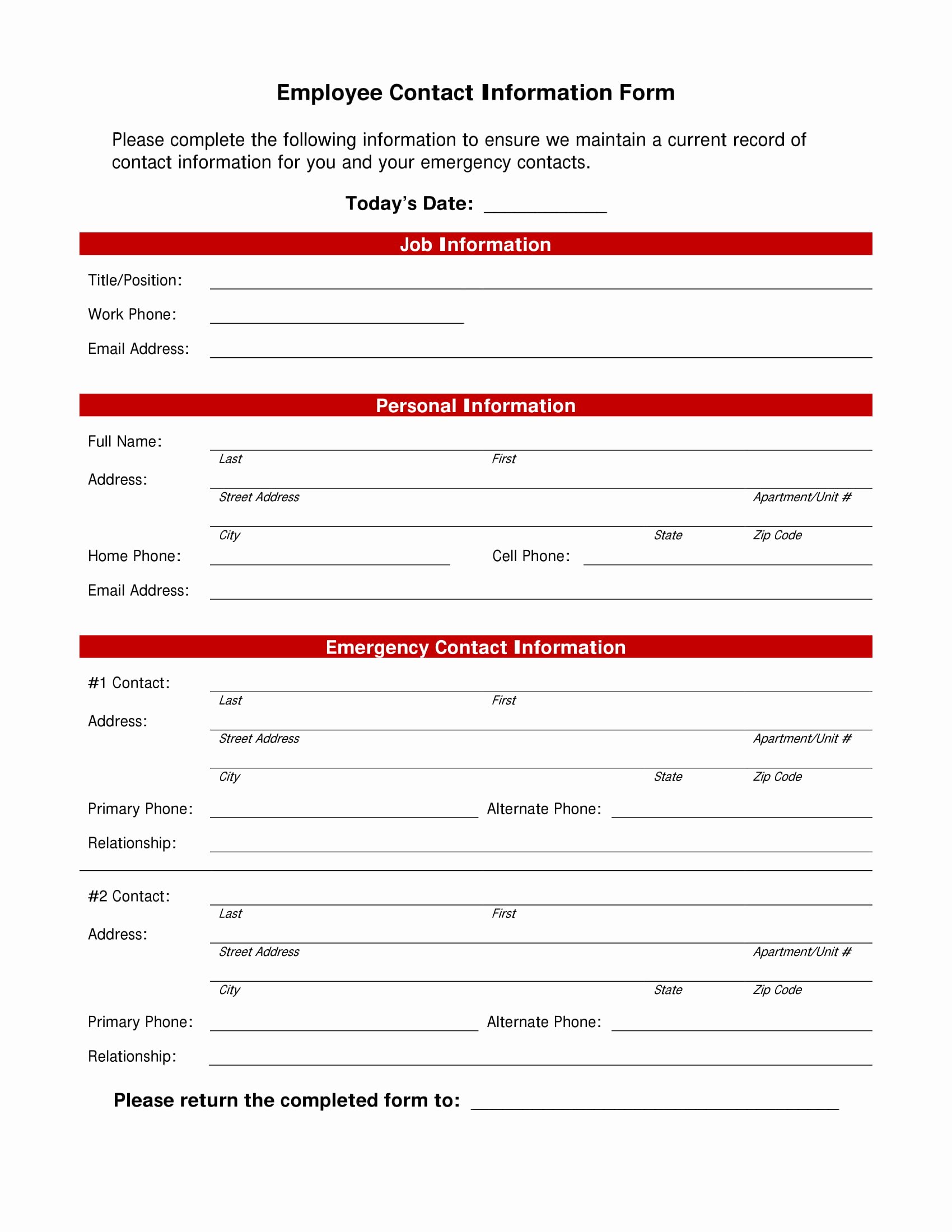 Employee Contact List Template New 10 Employee Information form Examples Pdf