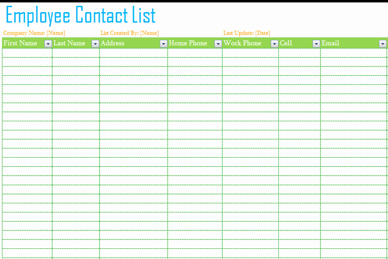 Employee Directory Template Lovely Employee Contact List Template Dotxes