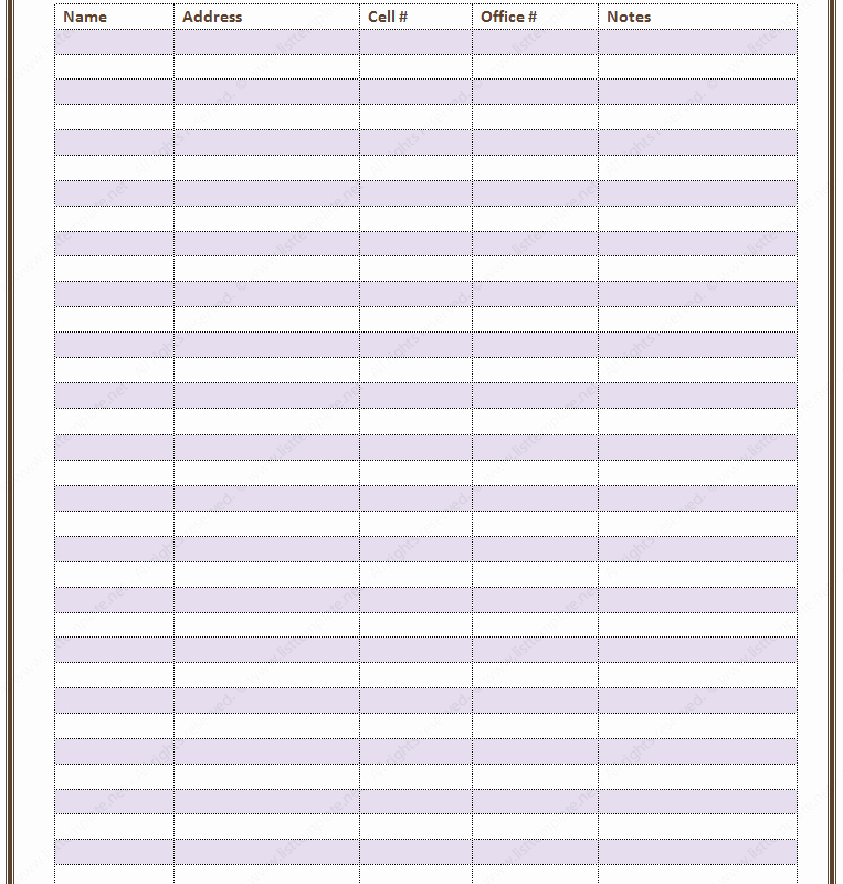Employee Directory Template New Free Printable Contact List Templates