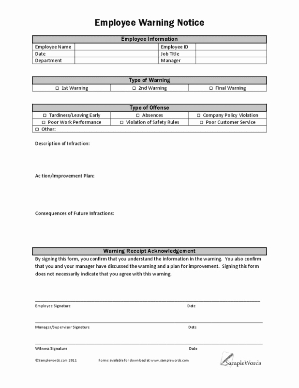Employee Disciplinary form Template Free Best Of Free Employee Write Up form Printable Excel Template