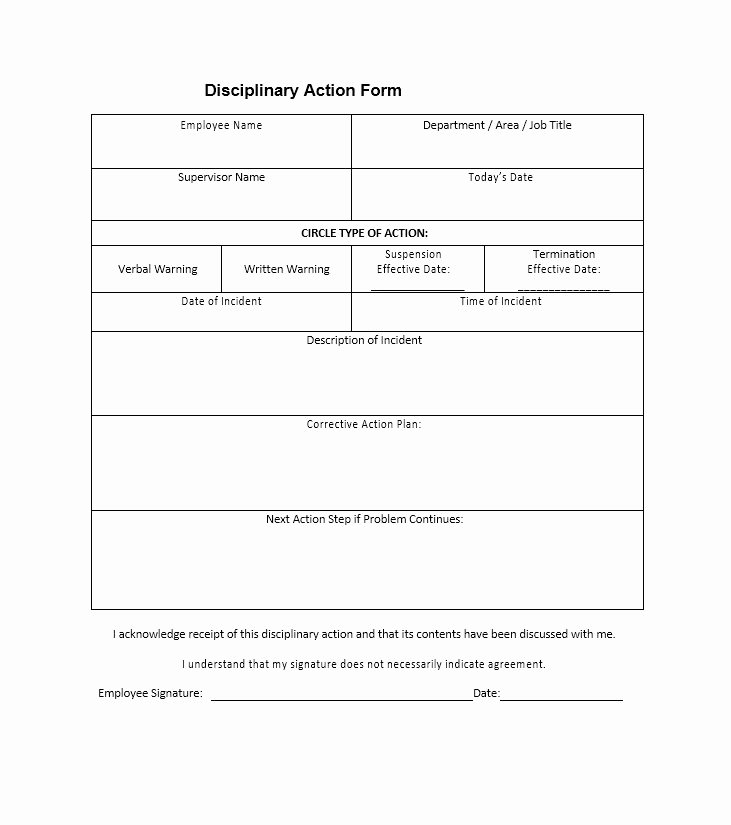 Employee Disciplinary form Template Free Fresh 40 Employee Disciplinary Action forms Template Lab