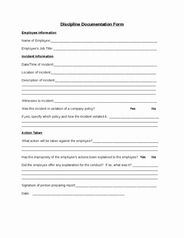 Employee Disciplinary form Template Free Fresh Employee Discipline form