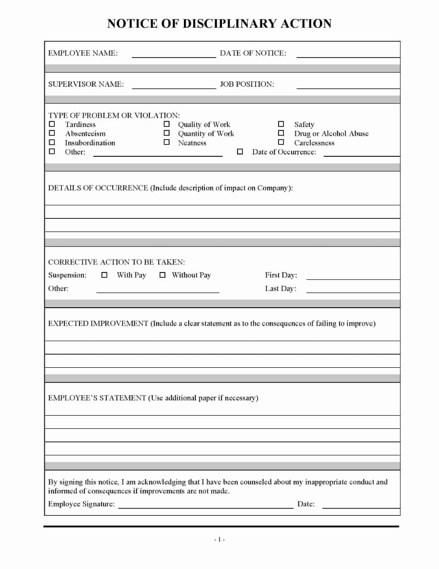 Employee Disciplinary form Template Free Lovely 46 Effective Employee Write Up forms [ Disciplinary