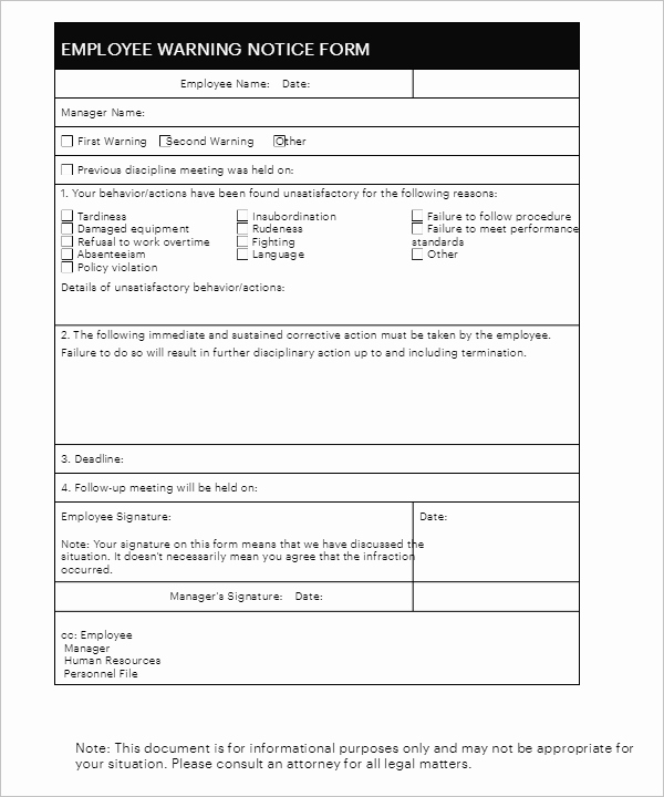 Employee Disciplinary form Template Free Luxury 26 Employee Write Up form Templates Free Word