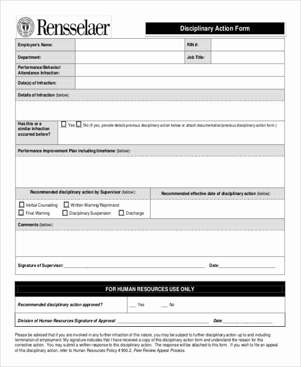 Employee Disciplinary form Template Free Luxury Employee Write Up form 6 Free Word Pdf Documents