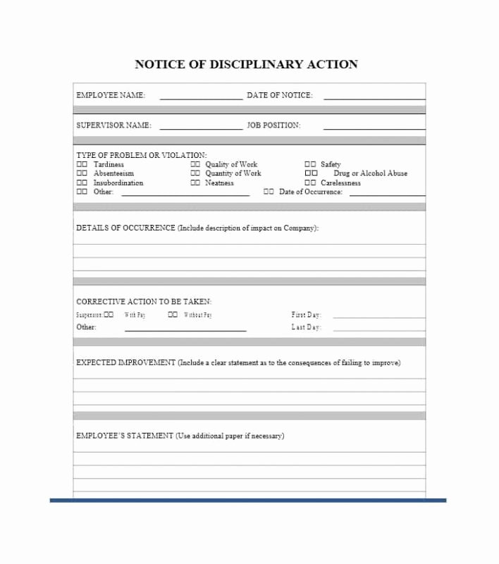 Employee Disciplinary form Template Free New Employee Disciplinary Action form