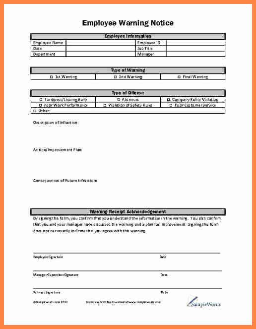 Employee Disciplinary form Template Free Unique 5 Improvement Notice Template