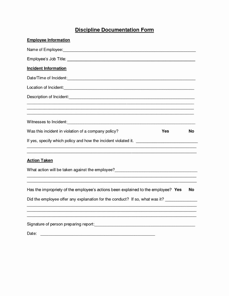Employee Disciplinary form Template Free Unique Employee Discipline form Employee forms