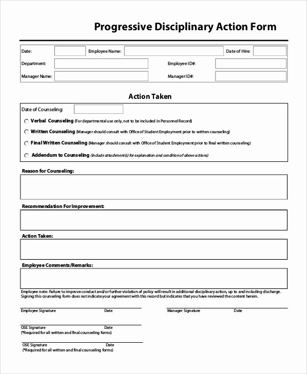 Employee Disciplinary form Template Free Unique Sample Disciplinary Action form 8 Examples In Pdf Word
