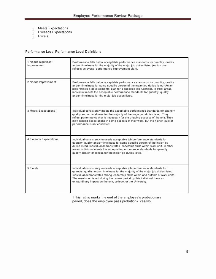 Employee Expectations Template Beautiful Employee Performance Review Package Copy