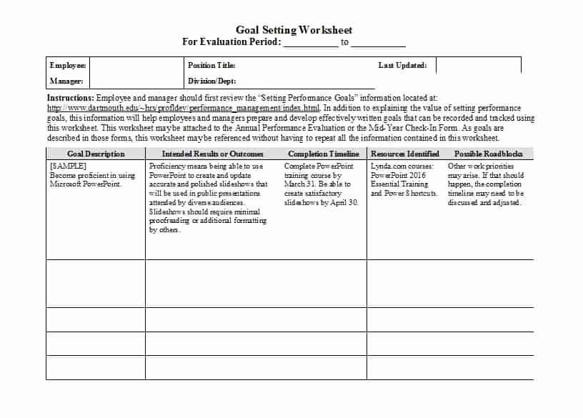 Employee Goal Setting Template Best Of 41 S M A R T Goal Setting Templates &amp; Worksheets