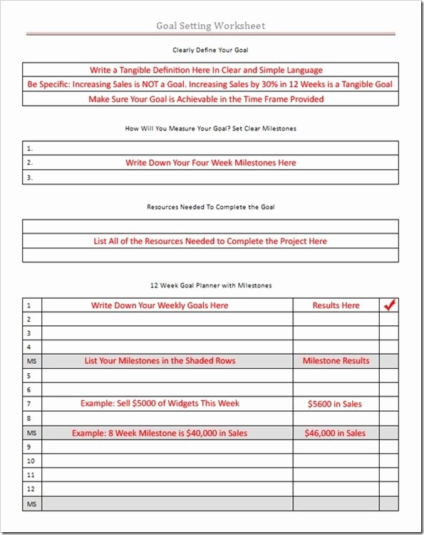 Employee Goal Setting Template New Employee Goal Setting Template 2018