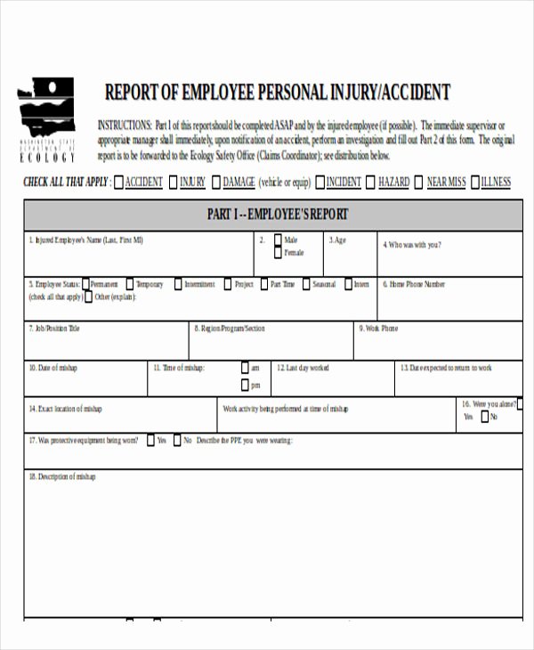 Employee Injury Report Fresh 28 Incident Report Templates In Word