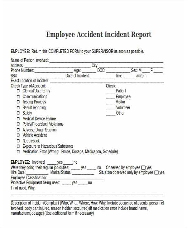 Employee Injury Report Fresh 28 Incident Report Templates In Word