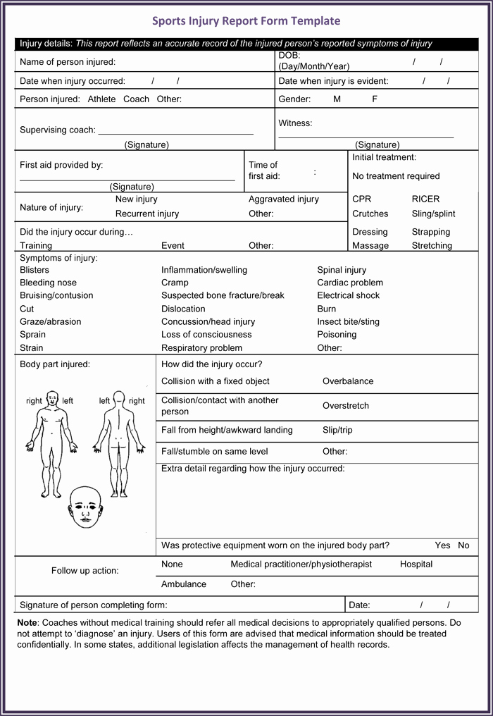 Employee Injury Report Lovely 5 Sample Injury form Templates to Create An Injury Report