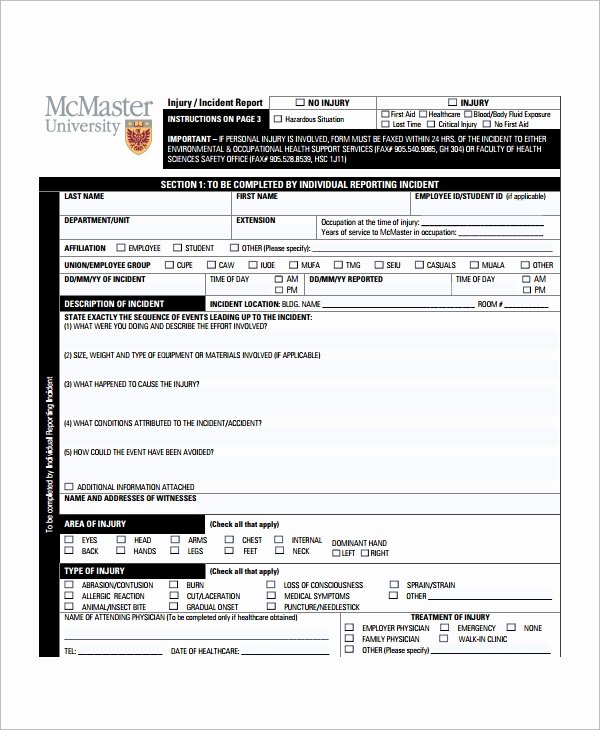 Employee Injury Report Luxury 16 Employee Incident Report Templates Pdf Word Pages