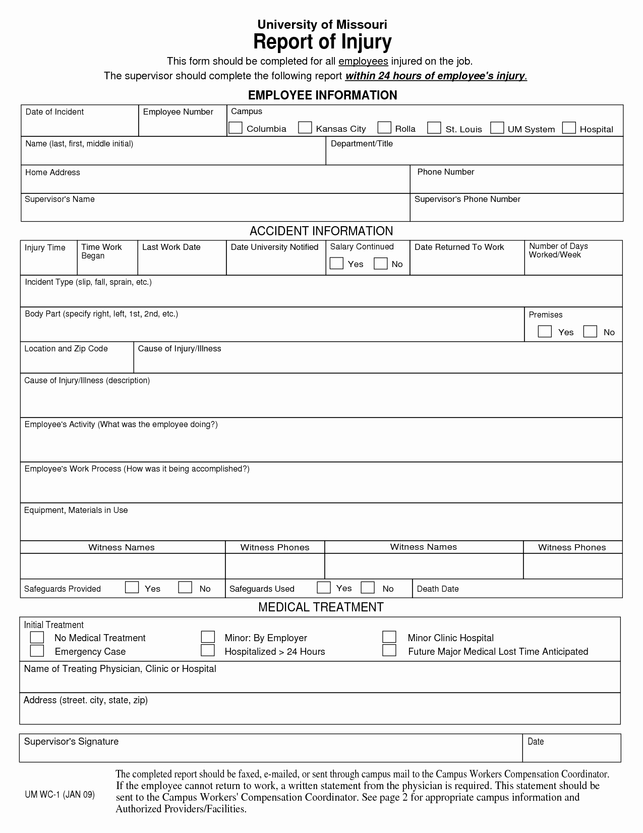 Employee Injury Report Luxury Employee Accident form Bing Images