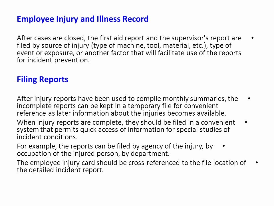 Employee Injury Report Luxury Injury &amp; Illness Record Keeping and Incidence Rates Ppt