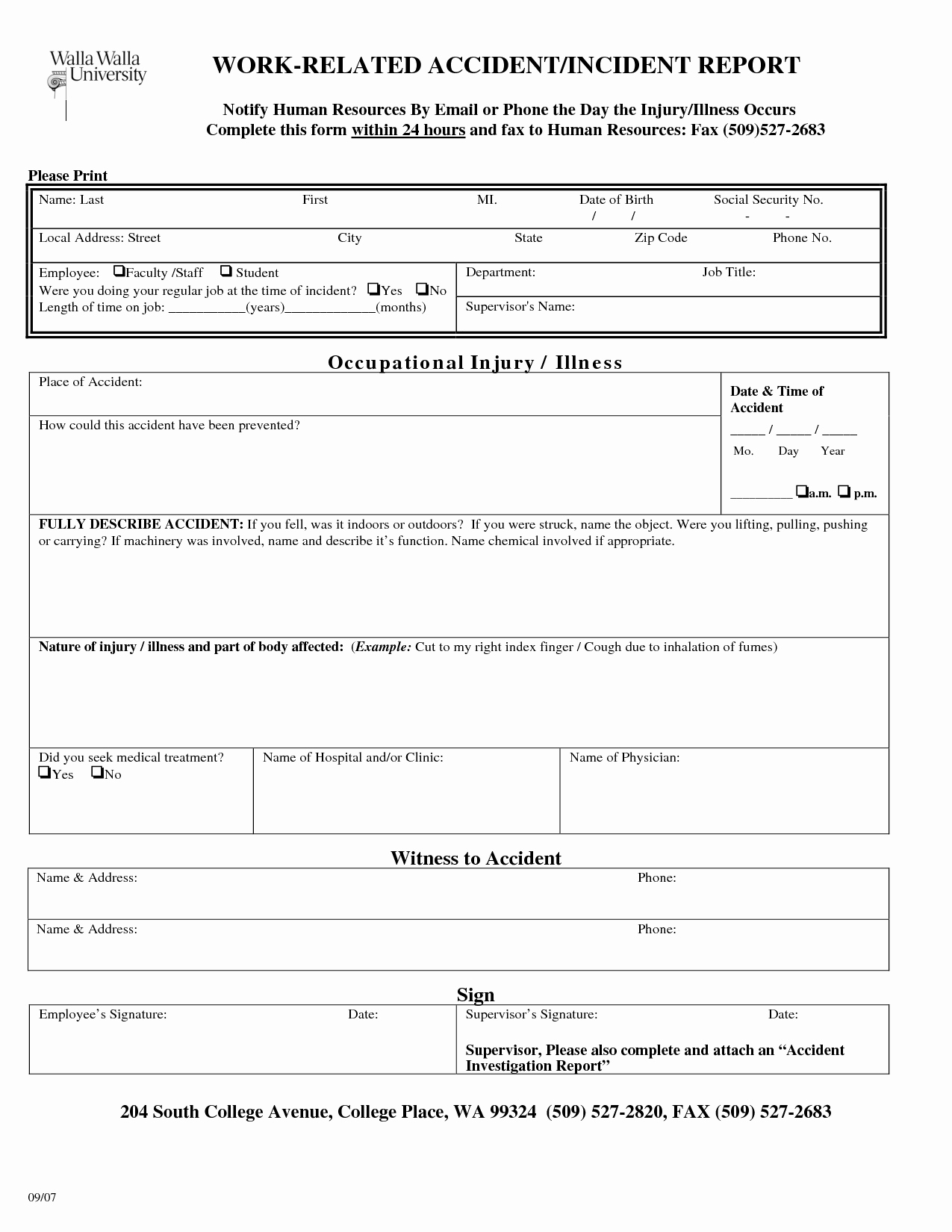 Employee Injury Report New Best S Of Work Incident Report form Workplace