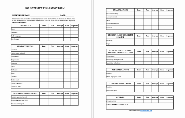 Employee Interview Evaluation form Beautiful 5 Best Interview Evaluation form Examples and Templates