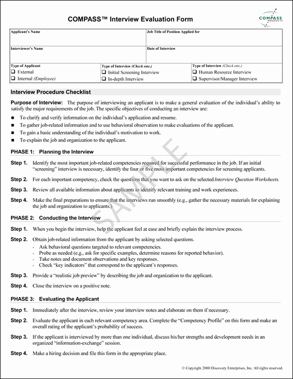 Employee Interview Evaluation form Beautiful Job Interview Evaluation form