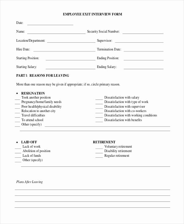 Employee Interview Evaluation form Beautiful Sample Exit Interview form 10 Free Documents In Doc Pdf