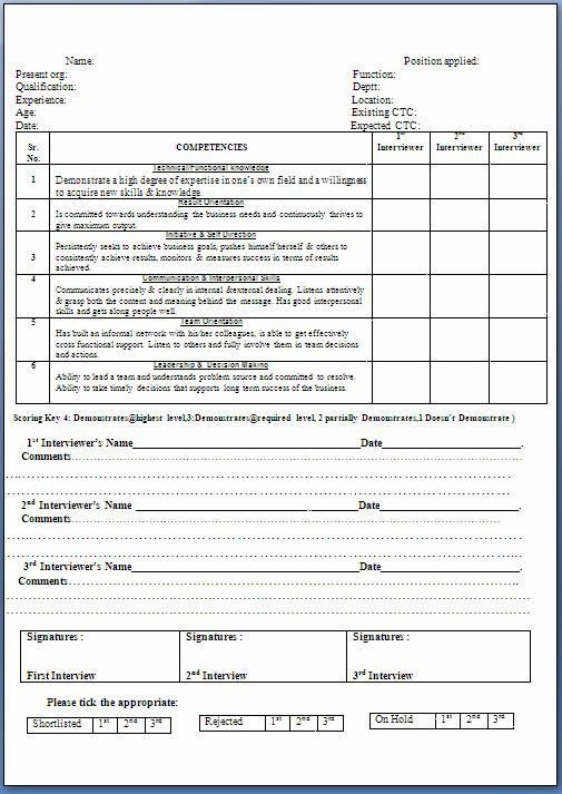 Employee Interview Evaluation form Elegant Interview Evaluation form In Doc