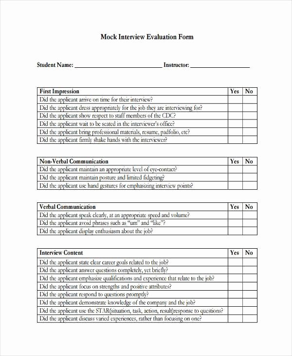 Employee Interview Evaluation form Lovely Free Evaluation forms