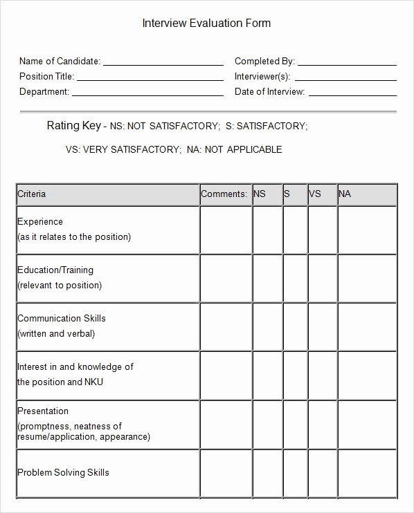 Employee Interview Evaluation form Luxury Interview Evaluation form 14 Download Free Documents In