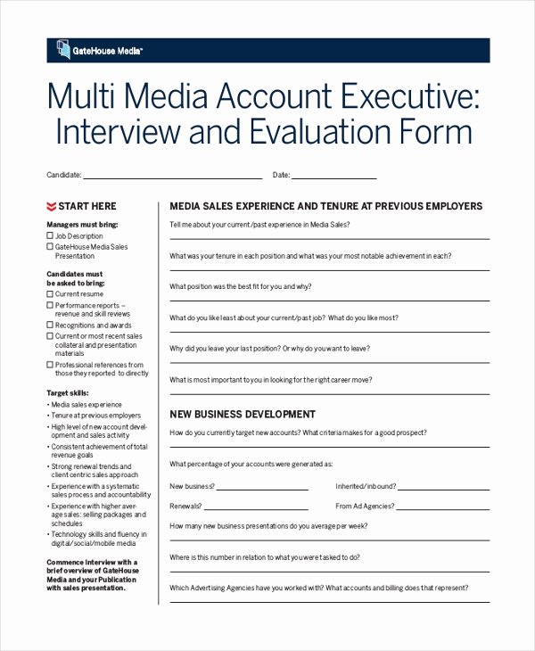 Employee Interview Evaluation form New Sample Interview Evaluation form 11 Free Documents In