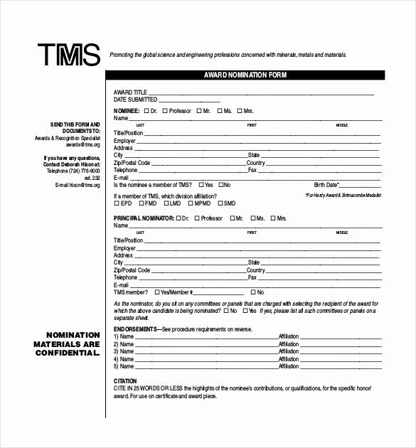 Employee Of the Month Nomination form Template Best Of Words for Awards Recognition