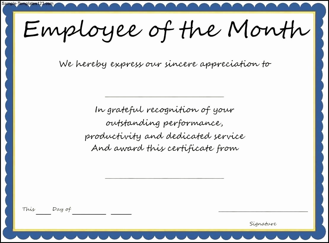 Employee Of the Month Nomination form Template Elegant Interesting Certificate Template Example for Employee Of