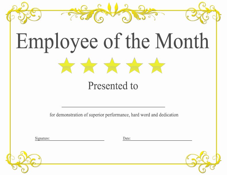 Employee Of the Month Nomination form Template Inspirational 37 Awesome Award and Certificate Design Templates for