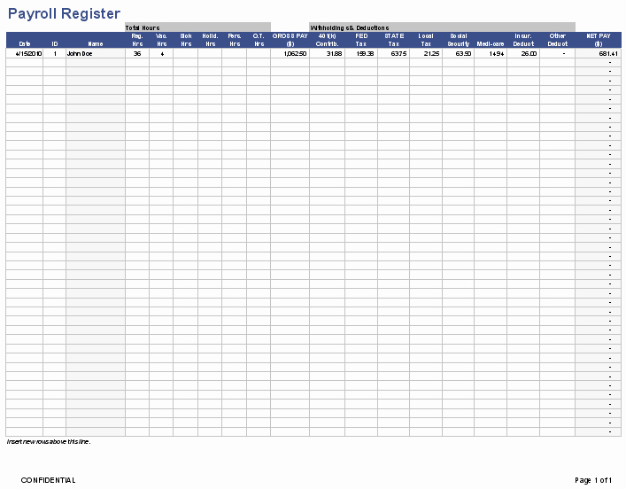 Employee Payroll Ledger Template Beautiful Payroll Template Free Employee Payroll Template for Excel