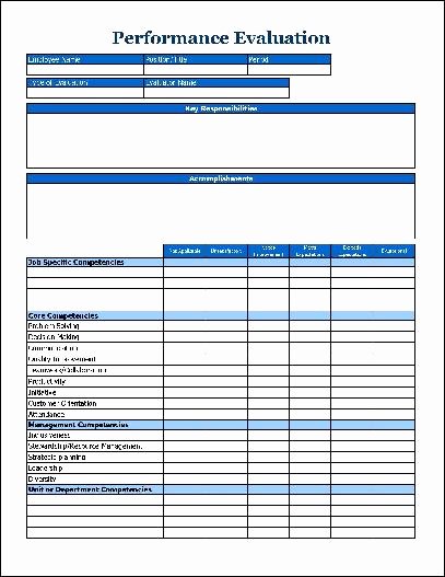 Employee Performance Evaluation form Excel Beautiful Lovely Performance Review form Staff Template Simple