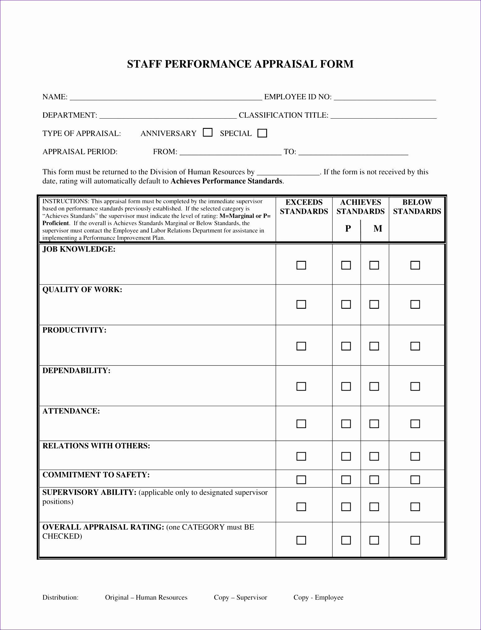 Employee Performance Evaluation form Excel New 6 Employee Performance Review Template Excel
