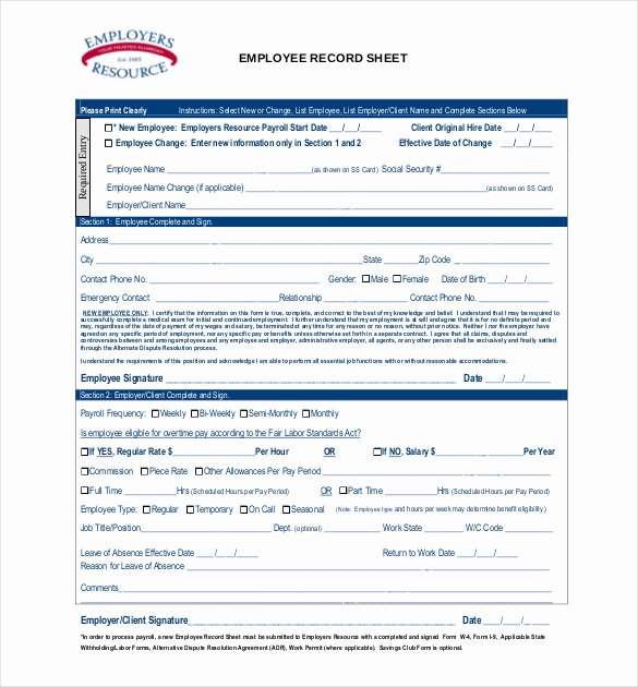 Employee Personnel File Template Best Of Employee Record Templates 26 Free Word Pdf Documents