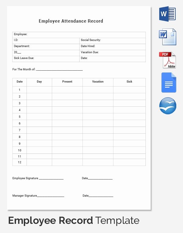 Employee Personnel File Template Elegant Employee Record Templates 32 Free Word Pdf Documents