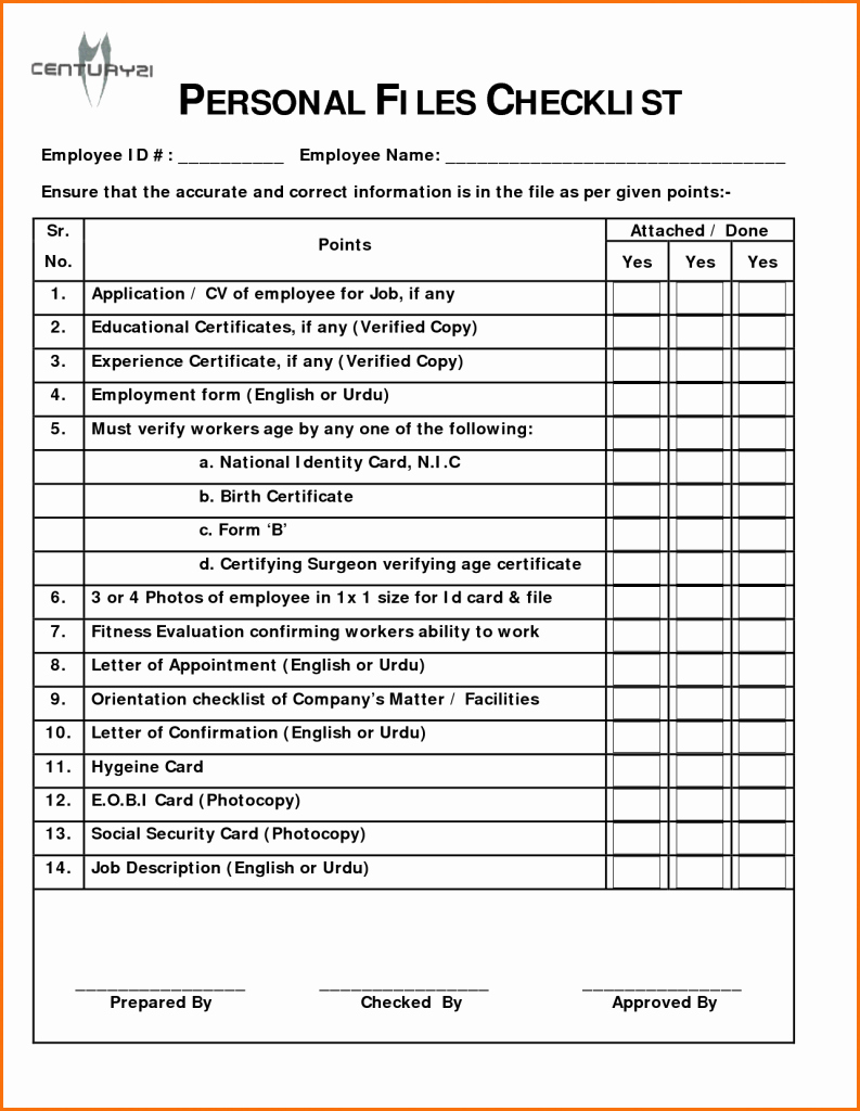 Employee Personnel File Template Fresh Employee Personnel File Template Resume Sample Checklist