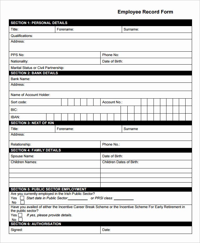 Employee Personnel File Template Inspirational Employee Record Templates 30 Free Word Pdf Documents